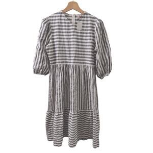 Udel New York Striped Women's Dress in Grey and White